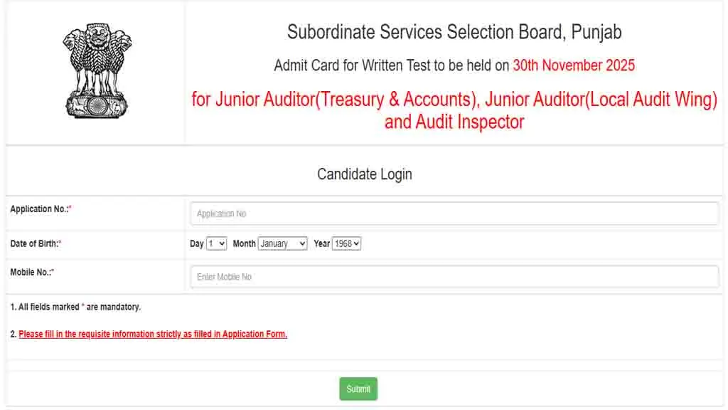 PSSSB Inspector Audit