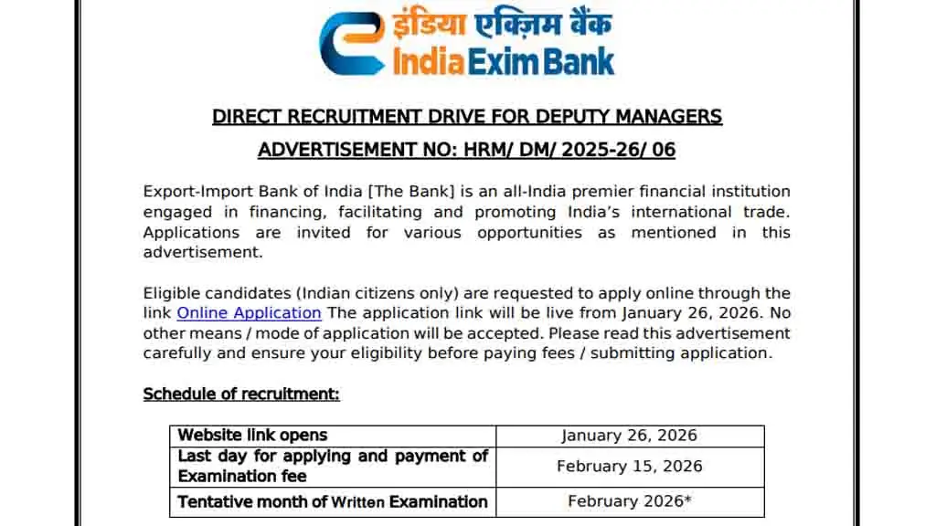 EXIM Bank Deputy Manager