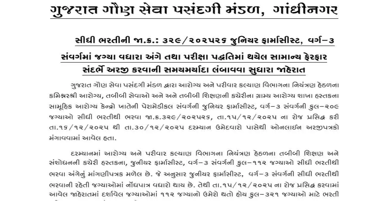 GSSSB Junior Pharmacist