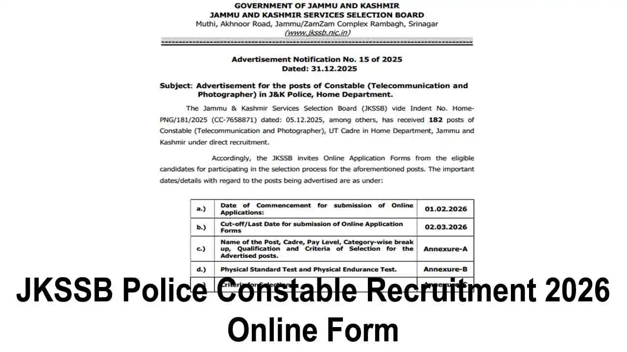 JKSSB Police Constable Recruitment