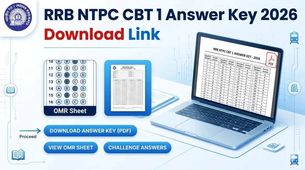 RRB NTPC Answer Key 2026 OUT now! Download CBT 1 answer key PDF, check your score, and raise objections before the deadline.