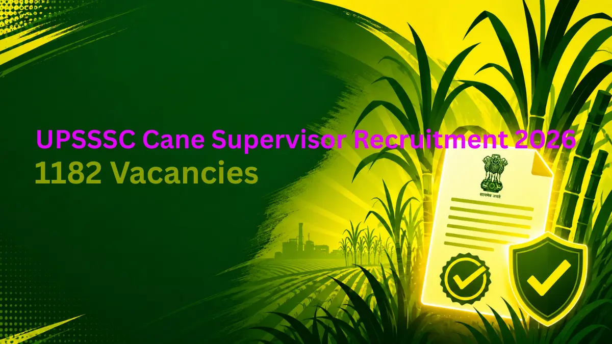UPSSSC Sugarcane Supervisor Recruitment 2026: Apply Online for 1182 Vacancies