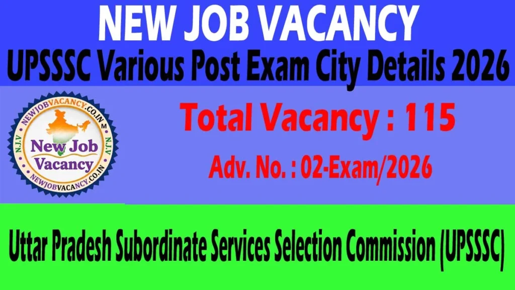 UPSSSC Various Post Recruitment 2026 Exam City Details released. Check exam city, exam date, city intimation slip, admit card update and direct link online